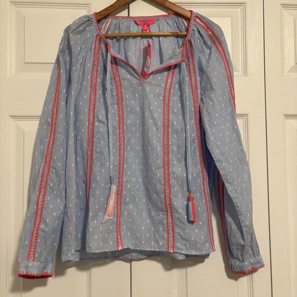 NWT Women’s Lilly Pulitzer Mardi Long Sleeve Blue Pink Size Large